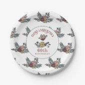 Niedlicher Vogel und Blume Personalisiert 60. Gebu Pappteller (Vorderseite)