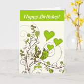 Niedlicher Vogel und Herz blühgrün, braun Karte (Gelbe Blume)