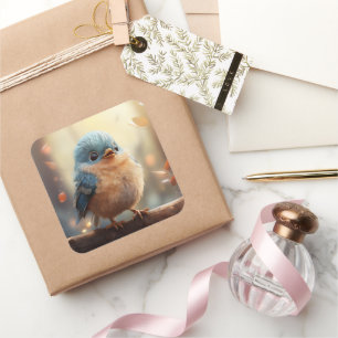 Niedlicher Vogelaufkleber Quadratischer Aufkleber