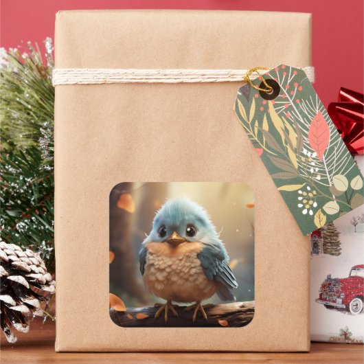 Niedlicher Vogelaufkleber Quadratischer Aufkleber (Feiertag)