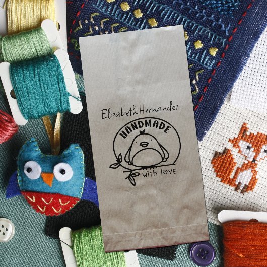 Niedlicher Vogelhandschuh mit Liebe Gummistempel