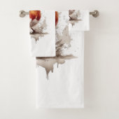 Niedlicher Vogelrobin in Aquarellfarben Badhandtuch Set (Insitu)