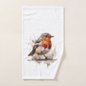 Niedlicher Vogelrobin in Aquarellfarben Badhandtuch Set (Handtuch)