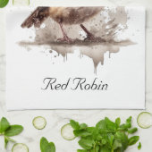 Niedlicher Vogelrobin in Aquarellfarben Geschirrtuch (Gefaltet)