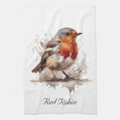Niedlicher Vogelrobin in Aquarellfarben Geschirrtuch (Vertikal)