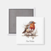 Niedlicher Vogelrobin in Aquarellfarben Magnet (Vorderseite/Rückseite)