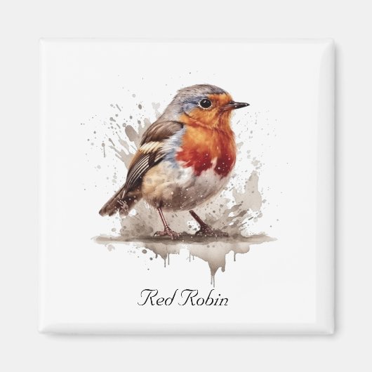 Niedlicher Vogelrobin in Aquarellfarben Magnet (Vorne)