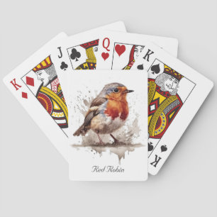 Niedlicher Vogelrobin in Aquarellfarben Spielkarten