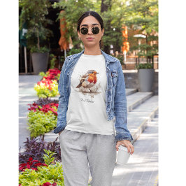 Niedlicher Vogelrobin in Aquarellfarben T-Shirt