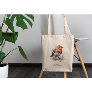 Niedlicher Vogelrobin in Aquarellfarben Tragetasche