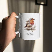 Niedlicher Vogelrobin in Aquarellfarben Zweifarbige Tasse
