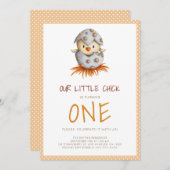 Niedlicher Vogelschlag zum ersten Geburtstag Einladung (Vorne/Hinten)