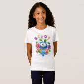 Niedlicher Vogelvogel mit Blume T-Shirt (Vorne ganz)