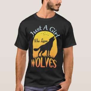 Niedlicher Vollmond Wolf Nur ein Mädchen, das Wolv T-Shirt