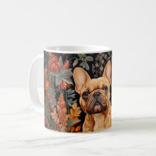 Niedlicher, von der Fauna bedeckter Bulldog in ein Kaffeetasse