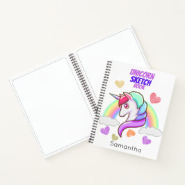 Niedlicher Vorname Rainbow Hearts Unicorn Sketch Notizblock