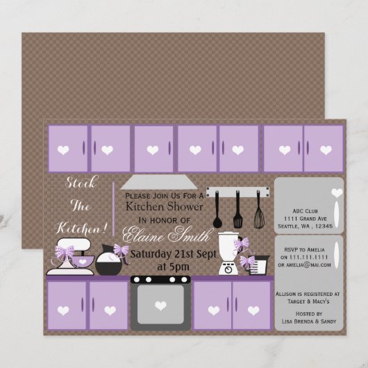 Niedlicher Vorrat der Küche Brautparty Einladen Einladung (Vorne/Hinten)