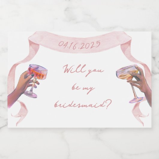 Niedlicher Vorschlag von Custom Bridesmaid Mini Ch Schaumweinetikett (Einzelnes Label)