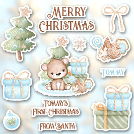 Niedlicher Vorweihnachtsname Bärenkontraktion Kiss Aufkleber