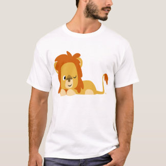 Niedlicher wacher Cartoon-Löwe-T - Shirt
