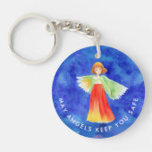 Niedlicher Wächter Angel Religiöse Wasserfarbe Schlüsselanhänger (Vorderseite)