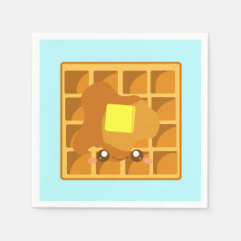 Niedlicher Waffel mit Butter und Sirup Serviette