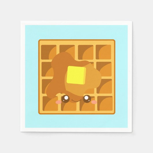 Niedlicher Waffel mit Butter und Sirup Serviette (Vorderseite)