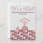 Niedlicher Wal Es ist ein Mädchen! Babyparty Einladung (Vorderseite)