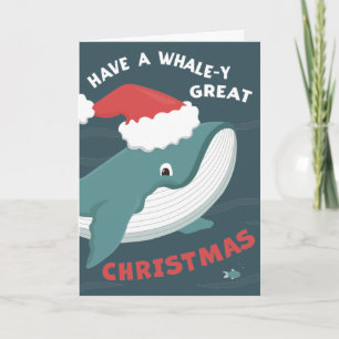 Niedlicher Wal in der Weihnachtsmannmütze Karte