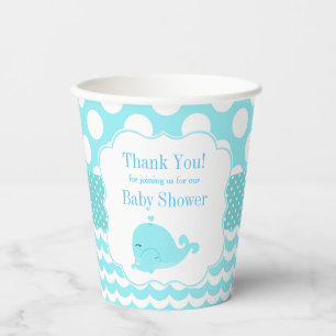 Niedlicher Wal mit Baby Blue Boy Baby Dusche Pappbecher