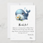 Niedlicher Wal mit Daisy Baby Dusche Danke Karte (Vorderseite)