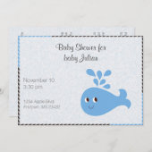Niedlicher Wal mit Spout Custom Baby Dusche Einladung (Vorne/Hinten)