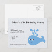 Niedlicher Wal mit Spout Custom Birthday Postkarte (Vorne/Hinten)