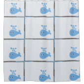 Niedlicher Wal mit Spout Duschvorhang (Vorderseite)