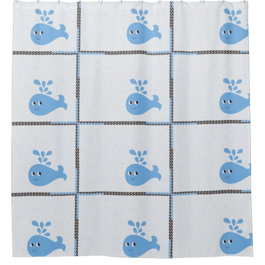 Niedlicher Wal mit Spout Duschvorhang (Vorderseite)