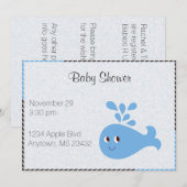 Niedlicher Wal mit Spout Einladung (Vorne/Hinten)