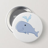 Niedlicher Wal mit Wasserabfall Adorable Animal Button (Vorne & Hinten)
