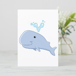 Niedlicher Wal mit Wasserabfall Adorable Animal Einladung