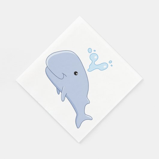 Niedlicher Wal mit Wasserabfall Adorable Animal Serviette (Ecke)