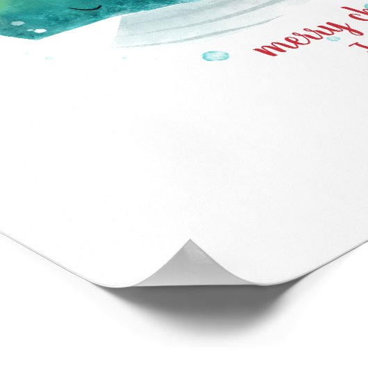 Niedlicher Wal mit Weihnachtsmannmütze Poster (Ecke)