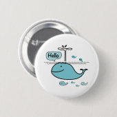 niedlicher Wal, sagen wir Hallo am Meer Button (Vorne & Hinten)