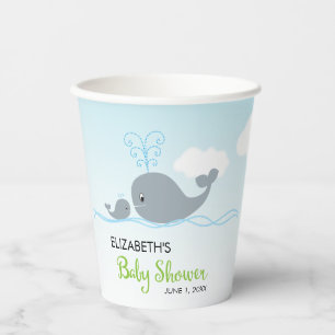 Niedlicher Wal und Baby Whale, Baby Shower Paper C Pappbecher