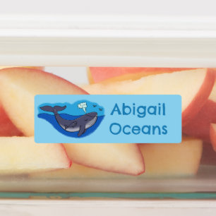 Niedlicher Wal- und Kalbswal-Cartoon personalisier Etiketten