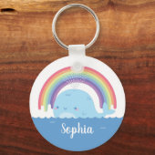Niedlicher Wal und Regenbogen, farbenfroh Personal Schlüsselanhänger (Vorderseite)