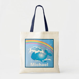 Niedlicher Wal und Regenbogen Kunst, Personalisier Tragetasche