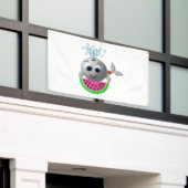 Niedlicher Wal und Wassermelone Banner (Äußeres Gebäude)