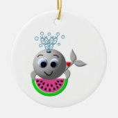 Niedlicher Wal und Wassermelone Keramik Ornament (Vorne)