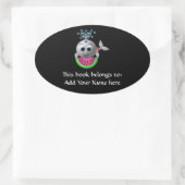 Niedlicher Wal und Wassermelone Ovaler Aufkleber (Tasche)
