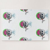 Niedlicher Wal und Wassermelone Puzzle (Horizontal)
