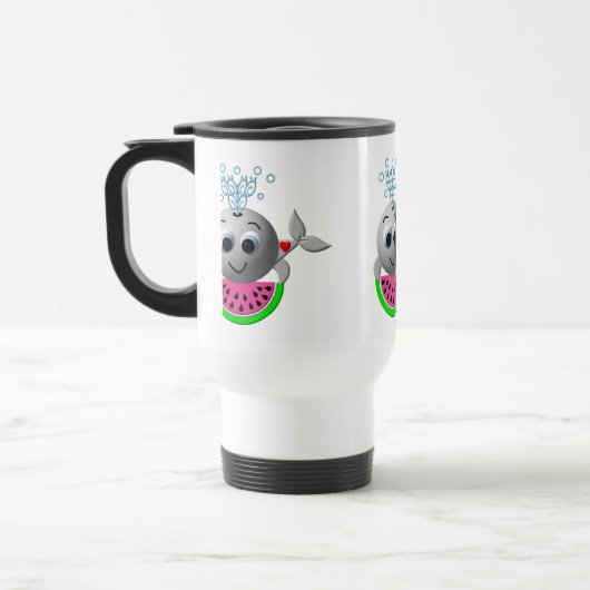 Niedlicher Wal und Wassermelone Reisebecher (Links)